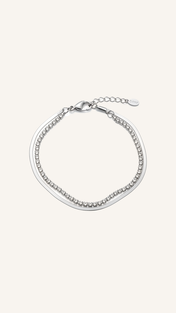 Doppelarmband im kühlen Silberton