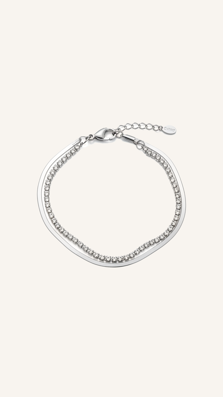 Doppelarmband im kühlen Silberton